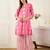 Pink printed cotton kurta trouser set