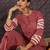 Red printed cotton kurta trouser set