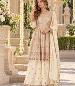 White georgette readymade suit with embroidery & sequence work