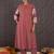 Red printed cotton kurta trouser set