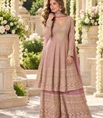 Lavender georgette readymade suit with embroidery & sequence work