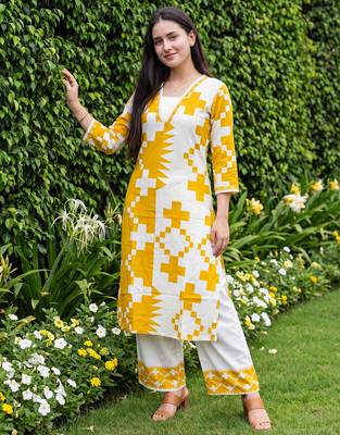 Multicolor printed viscose rayon kurta trouser set 1