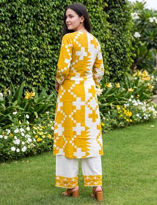 Multicolor printed viscose rayon kurta trouser set 2