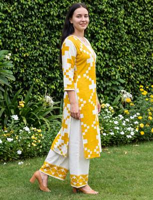 Multicolor printed viscose rayon kurta trouser set 3