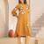 Mustard embroidered cotton kurta trouser set