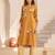 Mustard embroidered cotton kurta trouser set