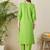Green printed cotton kurta trouser set