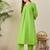 Green printed cotton kurta trouser set