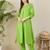 Green printed cotton kurta trouser set