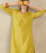 Olive printed cotton kurta trouser set