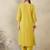 Olive printed cotton kurta trouser set
