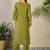 Green embroidered cotton kurta trouser set