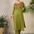 Green embroidered cotton kurta trouser set