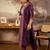 Burgundy embroidered silk kurta trouser set