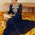 Blue embroidered georgette kurta trouser set
