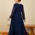 Blue embroidered georgette kurta trouser set