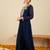 Blue embroidered georgette kurta trouser set