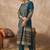 Teal printed cotton kurta trouser set
