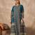 Teal printed cotton kurta trouser set