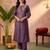 Burgundy printed silk kurta trouser set