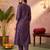 Burgundy printed silk kurta trouser set