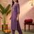 Burgundy printed silk kurta trouser set