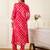 Pink printed viscose rayon kurta trouser set
