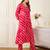 Pink printed viscose rayon kurta trouser set