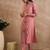 Pink embroidered silk kurta trouser set