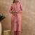 Pink embroidered silk kurta trouser set