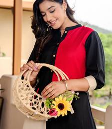 Black printed cotton kurta trouser set