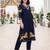 Blue printed viscose rayon kurta trouser set