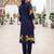 Blue printed viscose rayon kurta trouser set