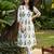 White printed cotton kurta trouser set