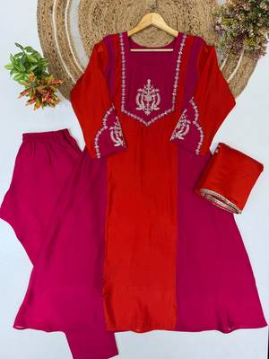 Rani&rust chanderi readymade anarkali suit with embroidery work 3