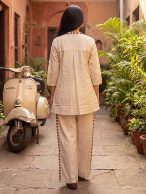 White printed cotton kurta trouser set 2
