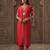 Pink embroidered silk kurta trouser set