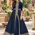 Navy georgette semi stitched suit with embroidery & stone work