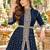 Navy georgette semi stitched suit with embroidery & stone work