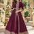 Wine georgette semi stitched suit with embroidery & stone work