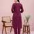 Burgundy printed cotton kurta trouser set