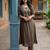 Brown printed silk kurta trouser set