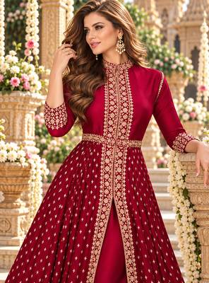 Rani georgette semi stitched suit with embroidery & stone work 2