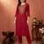 Orange embroidered cotton kurta trouser set