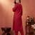 Orange embroidered cotton kurta trouser set