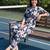 Navy blue printed viscose rayon kurta trouser set