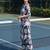 Navy blue printed viscose rayon kurta trouser set