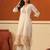 Beige printed cotton kurta trouser set