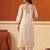 Beige printed cotton kurta trouser set