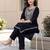 Black printed cotton kurta trouser set